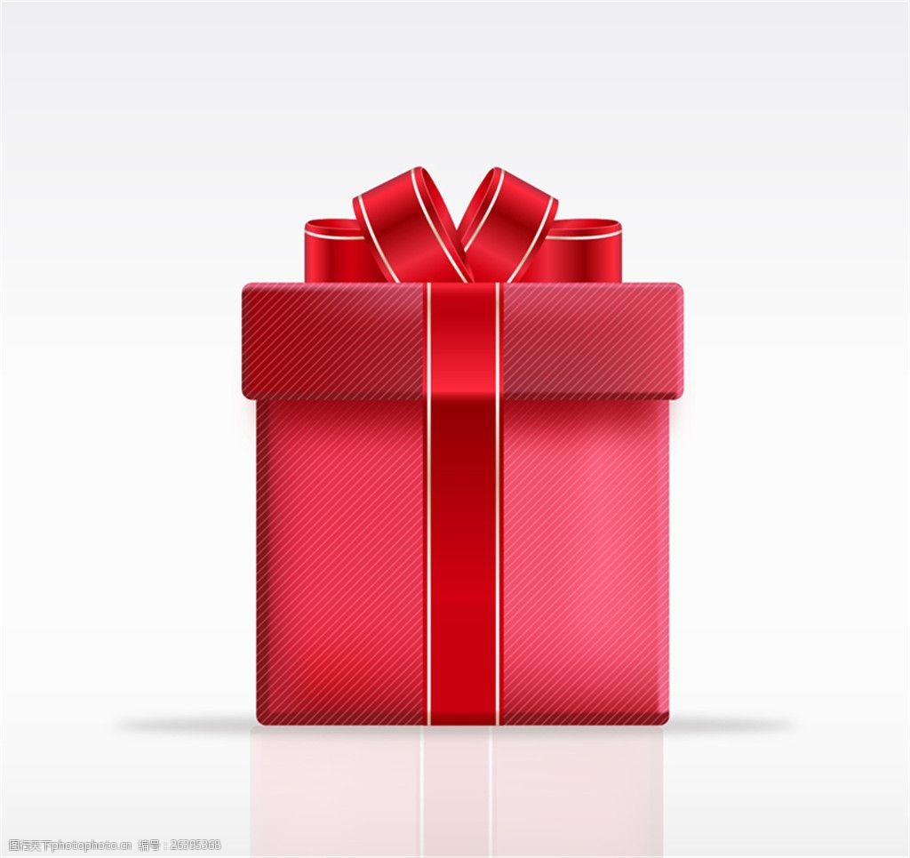紅色絲帶禮盒設計矢量素材